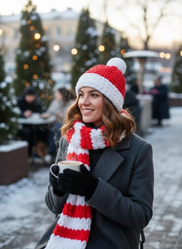 🎅🏻Yeni il üçün toxunma Şaxta baba Papağı və Şərf dəsti🔥 🧶Təmiz