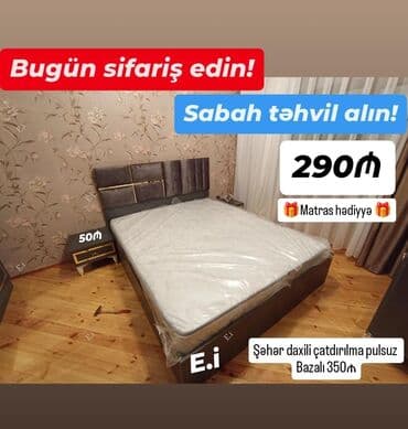 taxt sumqayıt: Yeni, İkinəfərlik çarpayı, Bazasız, Matras ilə — 9