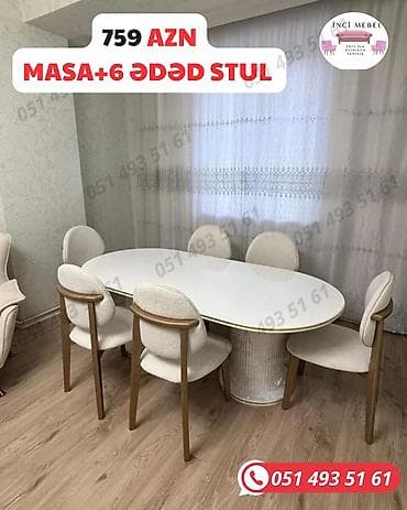 Qonaq otağı üçün, Yeni, Açılmayan, Oval masa, 6 stul — 1