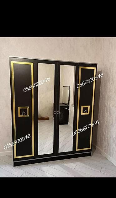 divar skafi: Düz dolab, Yataq otağı üçün, Paltar üçün, Açılan, Korpuslu, 4 qapılı — 2