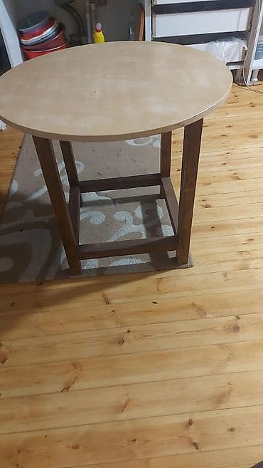 ustular: Taxta dairəvi masa - Forma: dairəvi üst - Material: ağac/plaqa üst — 2