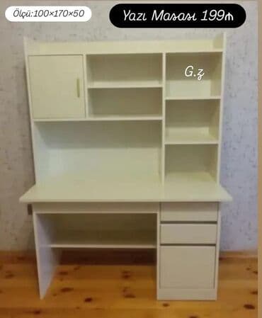 Otaq bitkiləri: Yazı masası – funksional kitab rəfli model Ölçü: 100×170×50 sm — 1