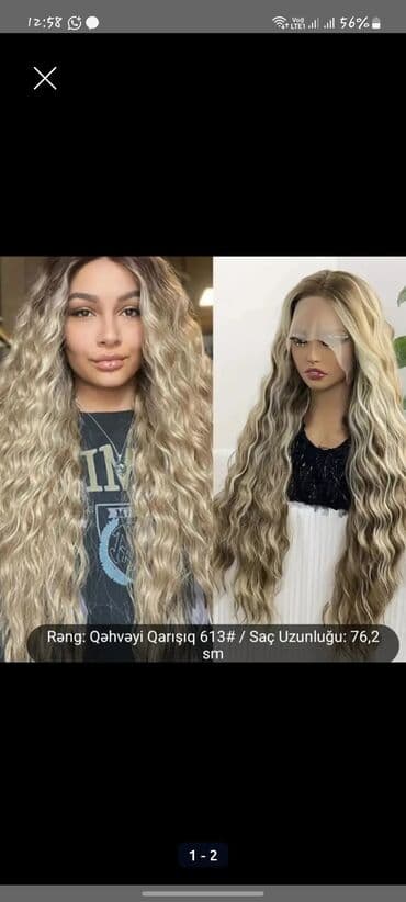 Qoruyucu plyonka və şüşələr: Lace önlü dalğalı parik - Model: 13x4 dantel önlük (ön hissə 13 inch — 2