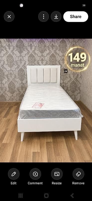 Tək nəfərlik çarpayı və döşək dəsti - Rəng: ağ - Minimalist, müasir lalafo.az -da Tək nəfərlik çarpayı və döşək dəsti - Rəng: ağ - Minimalist, müasir