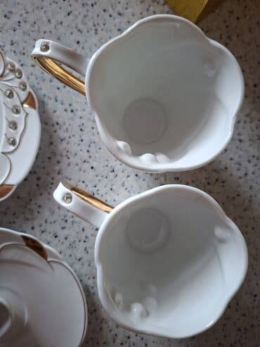 Bitkilər: Qəhvə dəsti, rəng - Ağ, Farfor, 2 nəfərlik — 7