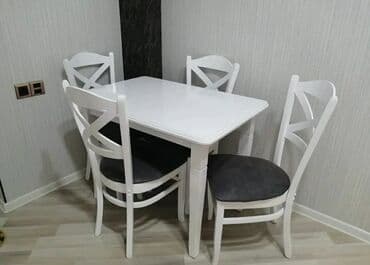 ders masaları: Mətbəx üçün, Yeni, Açılmayan, Dördbucaq masa, 4 stul — 3