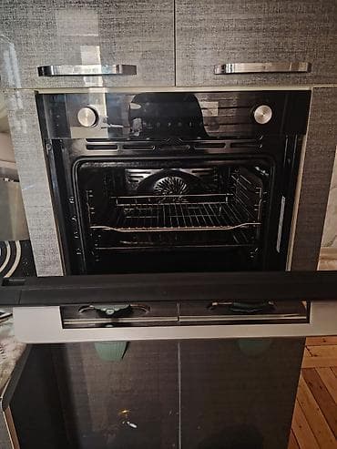 Quraşdırılan elektrik sobası - İnox/qara şüşə ön panel, sensor