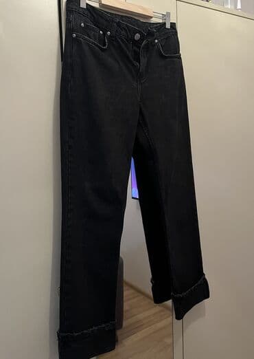 ventilyatorlar: Zara qara jeans şalvar. aşağısı qatlanmış stove pipe model. 36 razmer — 2