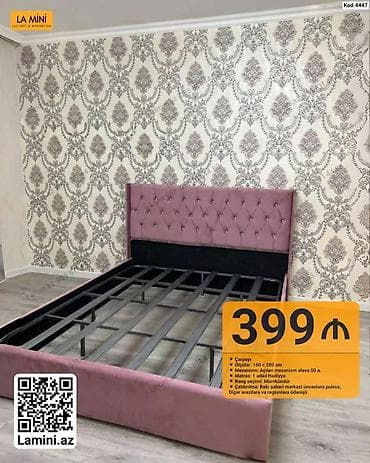 LA MINI çarpayı - Ölçü: 160 × 200 sm - Başlıq: düyməli, yumşaq — 1