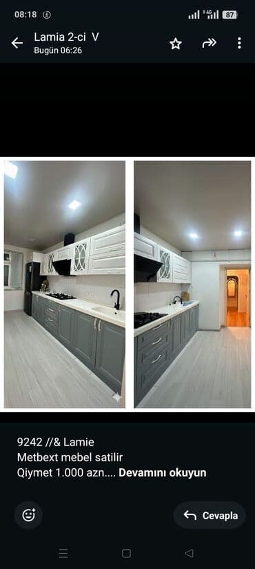quxna mebil: 9242 //& Lamie Metbext mebel satilir Qiymet 1.000 azn. MDF — 1