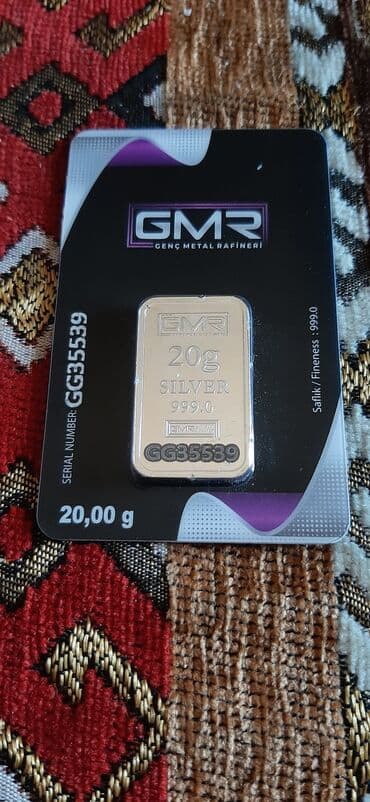 999.9 qizil qiyməti: GMR Gənc Metal Rafineri istehsalı olan 20 qramlıq 999.0 əyarlı gümüş — 1