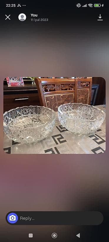 Kəsilmiş naxışlı şüşə qablar – 2 ədəd - Material: qalın, şəffaf kəsmə — 1