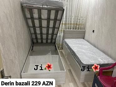 Təknəfərlik çarpayı, Bazalı, Matras ilə, Siyirməsiz