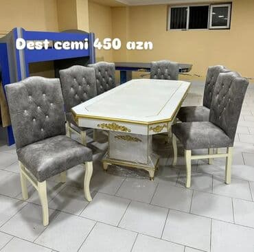 ucuz mebellər: Qonaq otağı üçün, Yeni, Açılmayan, Dördbucaq masa, 6 stul — 1