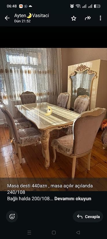 balkon masasi: Masa desti 440azn masa açılır açılanda 240/108 Bağlı halda 200/108 — 1