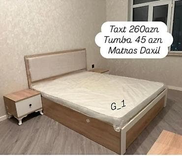 tumbuckalar: Yataq otağı dəsti: - Taxt: 260 AZN - Tumba: 45 AZN - Matras daxildir — 1