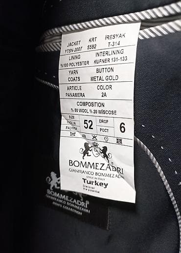 qara pencek: Kişi pencek. – klassik tünd goy - Model: iki düyməli, klassik “notch” — 2