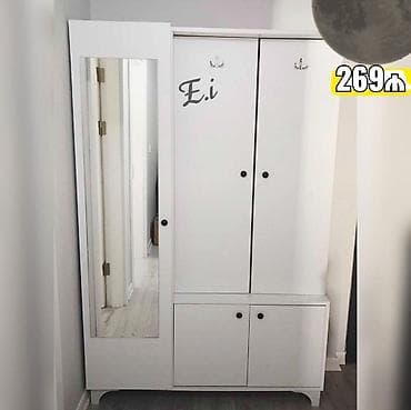 3 qapılı, Güzgülü, Ağ, Digər material, Açılan, Düz dolab