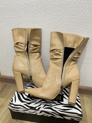 uzun boğaz cekmeler: Çəkmə, Ölçü: 37, rəng - Bej, Yeni — 2