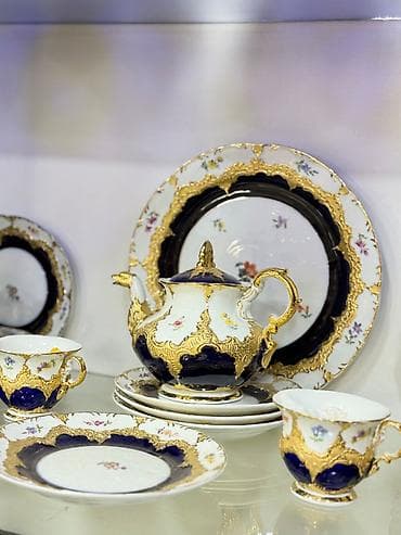 fırst class cay: Çay dəsti, rəng - Ağ, Kobalt, Almaniya — 6