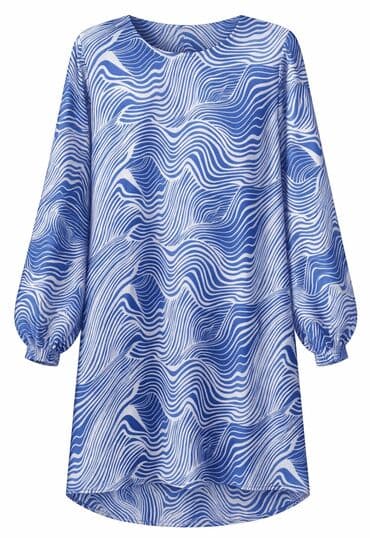 atlas koynəklər: Bir dəfə geyinilib Mavi-ağ dalğalı naxışlı uzun köynək/tunika - — 3