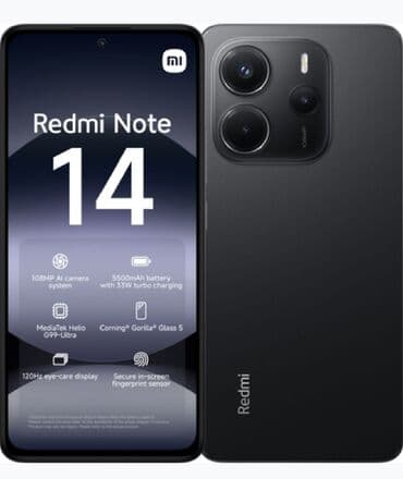 Redmi Note 14, 256 GB, rəng - Qara, Zəmanət, Sensor, Barmaq izi