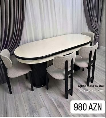 sutular: Qonaq otağı üçün, Yeni, Açılan, Oval masa, 6 stul — 1