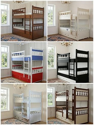 детские кровати в баку: Для девочки и мальчика, Новый, Кровать, С матрасом, С выдвижными ящиками, Дерево — 4