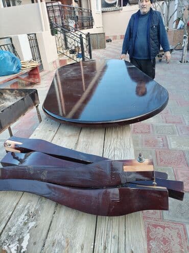 Masalar: Qonaq masası, İşlənmiş, Açılmayan, Taxta, Oval masa — 1