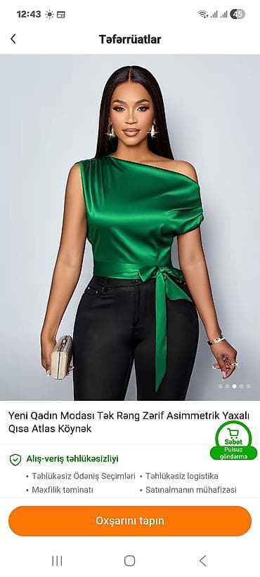 qaqa stili: Yeni Qadın Modası – Tək Rəng, Zərif Asimmetrik Yaxalı, Qısa Atlas — 1