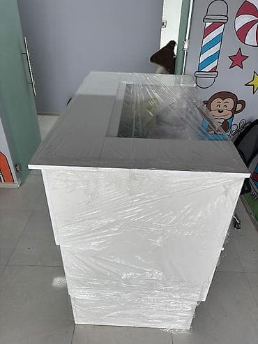 bar stolu: Ağ rəngli qəbul/administrasiya masası – salon, klinika, ofis və — 2