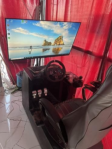 Sim racing/stasionar oyun kokpiti – tam dəst - Geniş əyri monitor