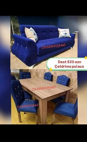 beşik yeni: Qonaq otağı üçün, Yeni, Açılmayan, Dördbucaq masa, 6 stul — 4