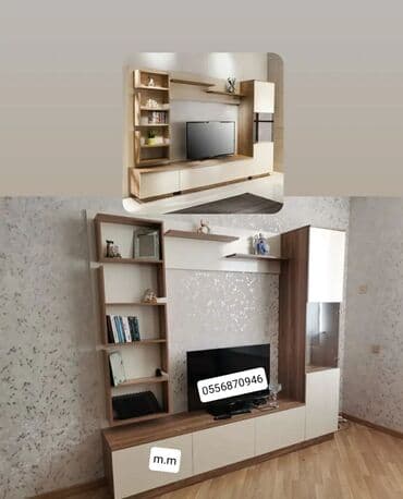 стол металлический: Новый, Прямой ТВ стенд, С полками, Ламинат, Азербайджан — 3