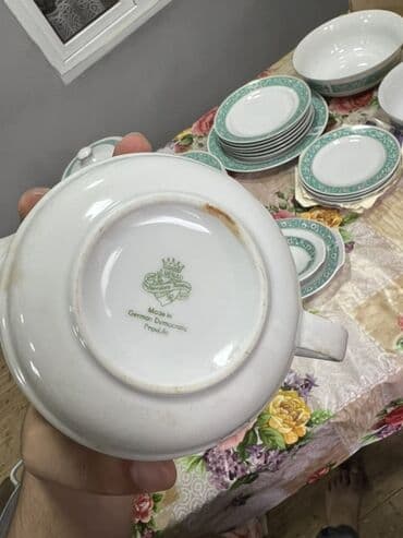 vesiqe qablari: Обеденный набор, цвет - Зеленый, Фарфор, Германия — 1