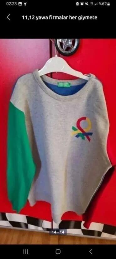 Uşaqlar üçün digər geyimlər: Uşaq geyim dəsti – 11-12 yaş - Üst geyim: boz rəngli sweatshirt, sol — 1