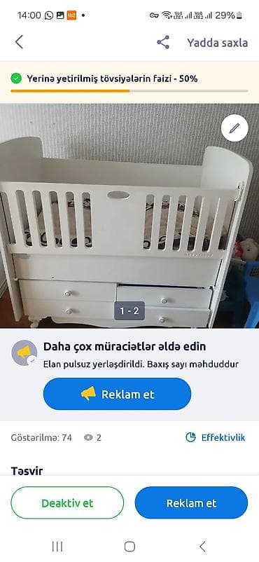 Uşaq beşiyi – “Baby Mood” tipli transformasiya olunan model. - Rəng — 1