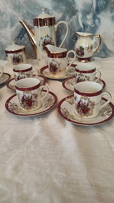 Çay dəsti, rəng - Qızılı, Farfor, 6 nəfərlik, Yaponiya — 10