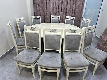 Masalar və oturacaqlar: Qonaq otağı üçün, Açılmayan, Yumru masa, 8 stul — 3