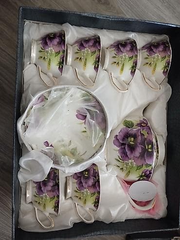 yeni il sam agaclari: Çay dəsti, rəng - Ağ, Farfor — 3