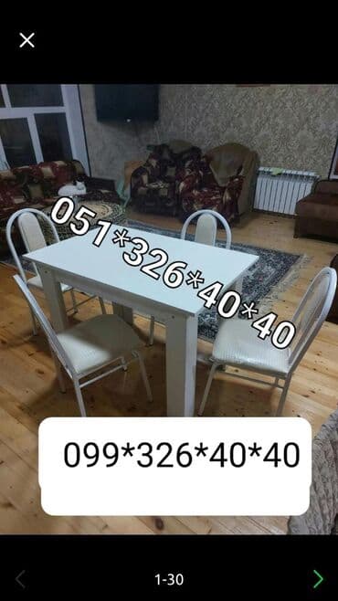 metbex stullari: Dördbucaq masa, Mətbəx üçün, Qonaq otağı üçün, Dəhliz üçün, 4 nəfər, Açılan, Azərbaycan, Zəmanətli — 13