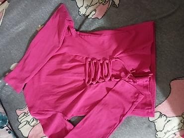 ZARA qadın köynəyi - Rəng: parlaq fuksiya/çəhrayı - Model: Uzunqol