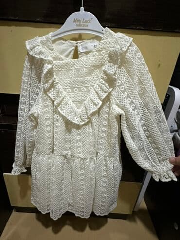 i̇sti don: Uşaq üçün krujeva naxışlı ağ don. - Brend: ZARA (etiketdə görünür) - — 2