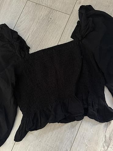 Другая женская одежда: Qara qısa bluz - Model: kvadrat yaxa, elastik “smocked” bədən hissəsi — 2