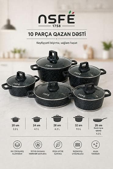 Qazan, rəng - Qara, Alüminium — 2
