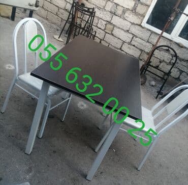 bağça üçün: Yeni, Kvadrat masa, 9 stul, Açılmayan, Stullar ilə, Metal, Azərbaycan — 15