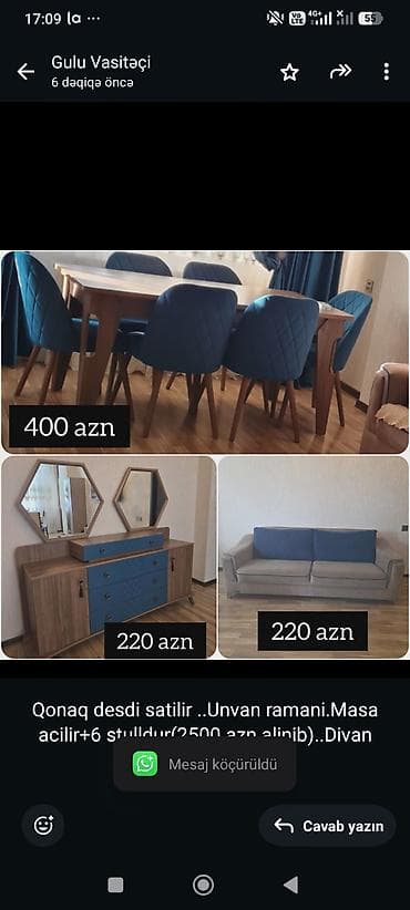 Qonaq desdi satilir . Unvan ramani.Masa acilir+6 stulldur(2500 azn