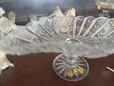 su baklar: Kristal ayaqlı meyvə qabı - Material: qalın kəsimli kristal şüşə - — 2