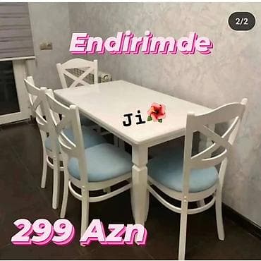 Mətbəx üçün, Açılmayan, Dördbucaq masa, 4 stul