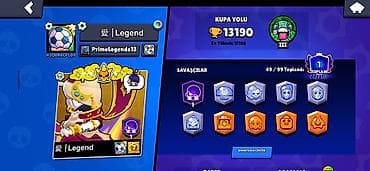 Çantalar: Brawl Stars hesabı – PrimeLegends13 - Kupa yolu: 13,190 (ən yüksək — 3